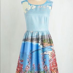 nwot dear creatures dress day in the shade scenery kitsch twee whimsical fun